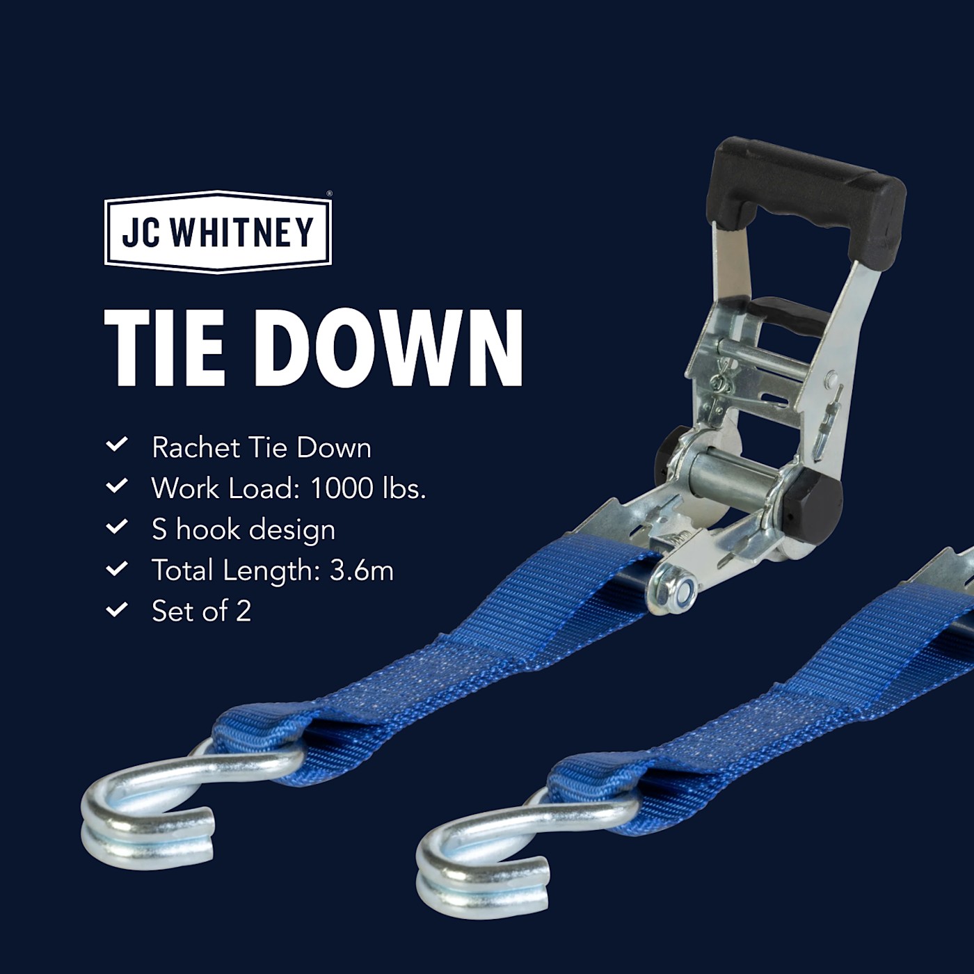 Ratchet Tie Down Straps Set of 2 Pair