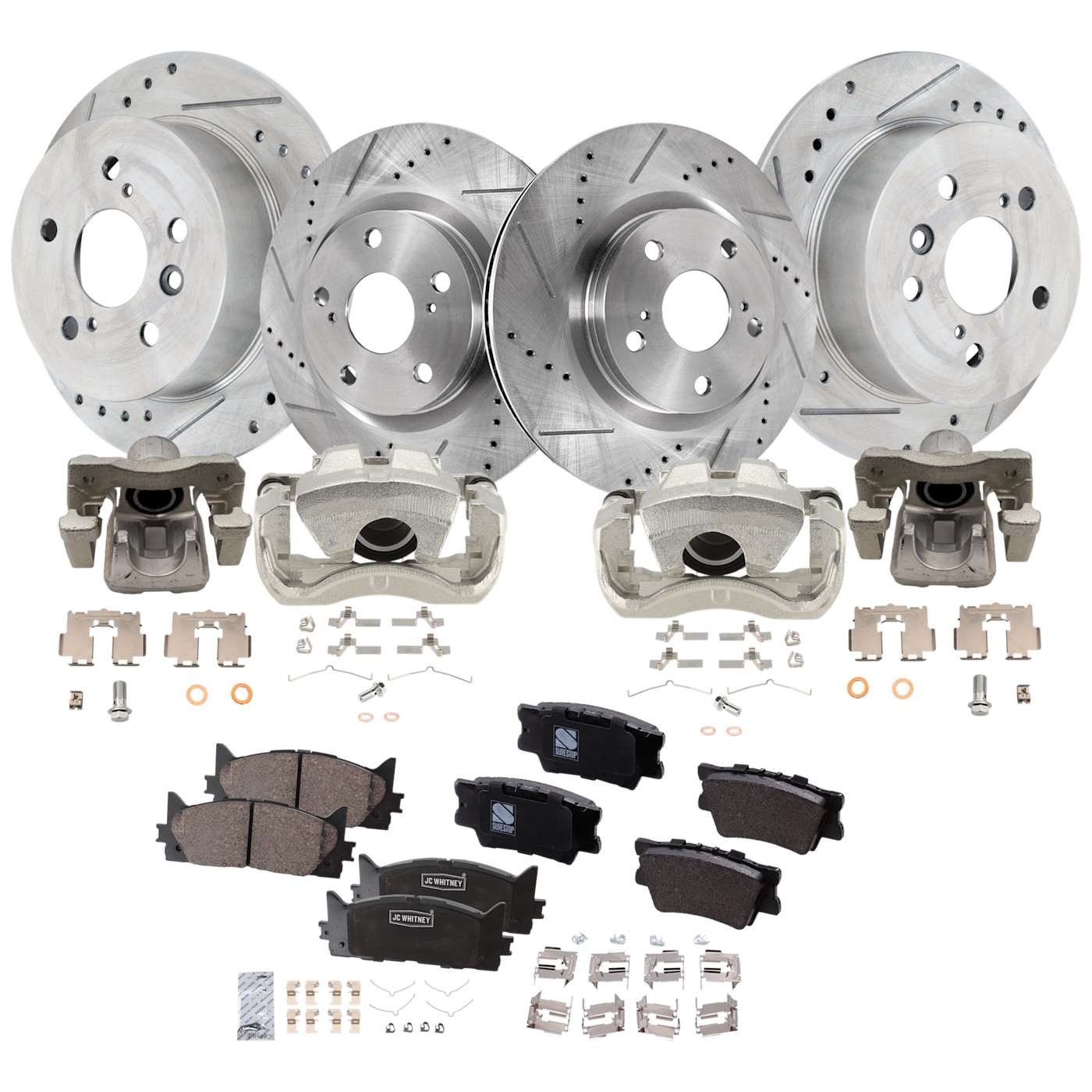 Brake Kit With Calipers 4-Wheel Set Front & Rear for Lexus ES350 Toyota Avalon