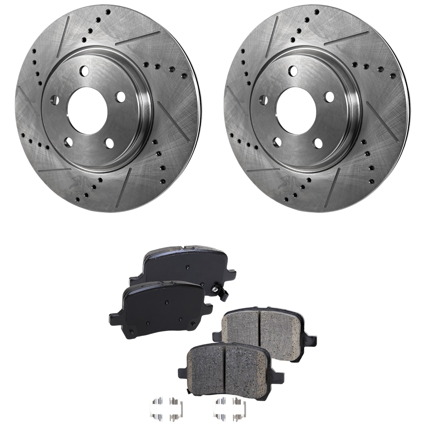 Brake Disc and Pad Kit For 2004-2006 Chevrolet Malibu Front LH RH Cross-drilled