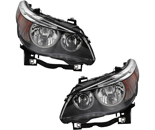 Halogen Headlight Set For 2004-2007 BMW 530i Left & Right w/ Bulb(s ...