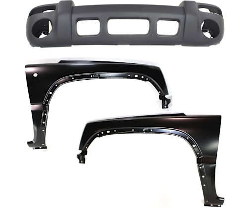 Front Bumper Cover For 2002-2004 Jeep Liberty Renegade w// Hole Primed Plastic